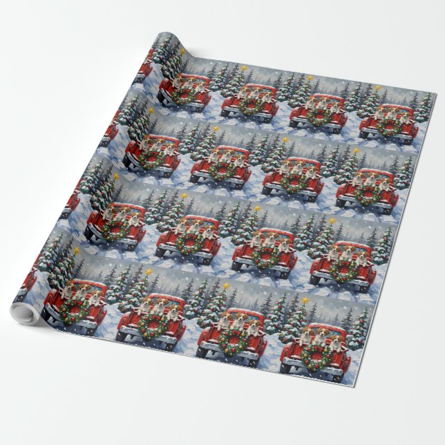 Papel De Presente Papillon Christmas Red Truck Holiday (Desenrolado)