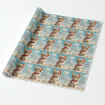 Papel De Presente Papillon Dog Christmas Vintage Beach<br><div class="desc">Traga o calor dos feriados para a costa com esta charmosa design inspirada na vintagem, que apresenta um cão festivo sentado numa praia serena. Com um clássico toque de feriado de tons nostálgicos e vibrações costeiras, esta trabalho de arte captura a magia do Natal pelo mar. Perfeito para espalhar alegria...</div>