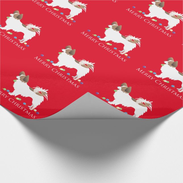 Papel De Presente Papillon Dog Felry Design de Natal (Ponta)