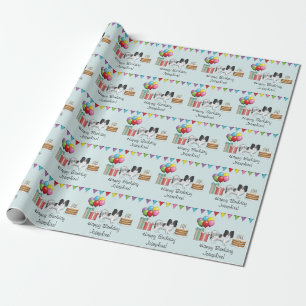 Papel De Presente Papillon Preto E Branco Aniversário Colorido
