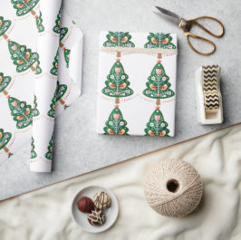 Papel De Presente Papo de Arte de Natal Folk Escandinavo