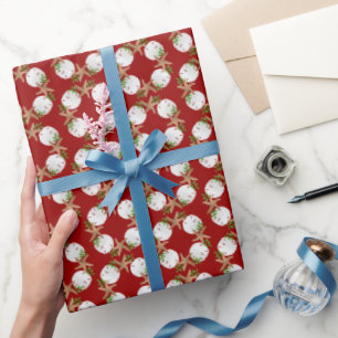 Papel De Presente Papo de Moldagem de Natal com Padrão de Praia