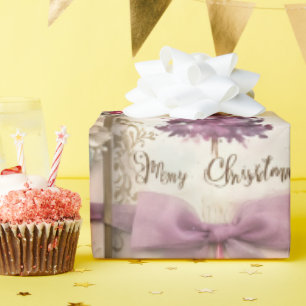 Papel De Presente Papo de Molho de Natal Pink Watercolor Nutcracker