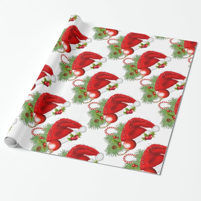 Papel De Presente Papo Festivo de Natal Santa Hat (Desenrolado)