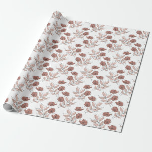 Papel De Presente Papoila Elegante Flores Sem Olho Padrão