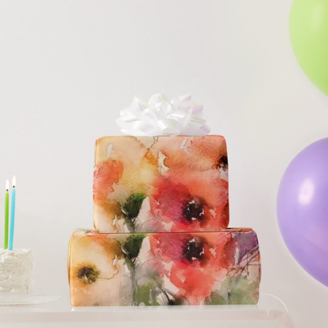 Papel De Presente Papoilas aquáticas de queda (Presentes para festas)