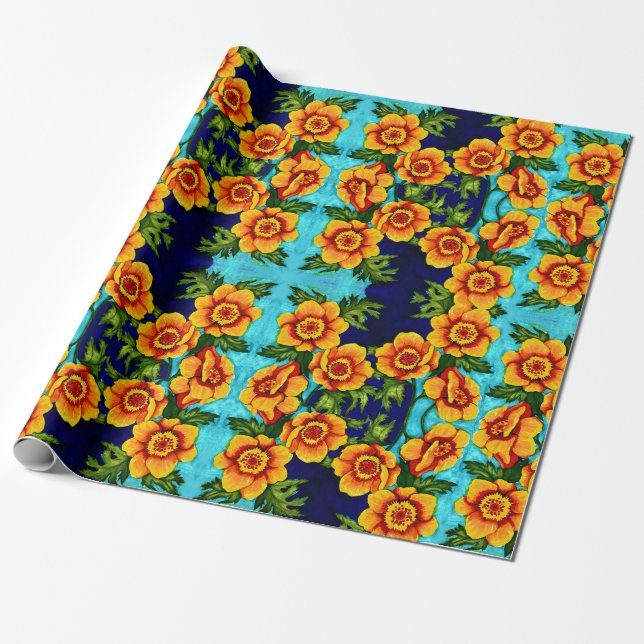 Papel De Presente Papoulas Fantasia (Desenrolado)