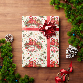 Papel De Presente Par de Cardinal Natal Botânico Vintage