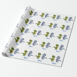 Papel De Presente Par de Dinossauro Cólvora Troço_Trova