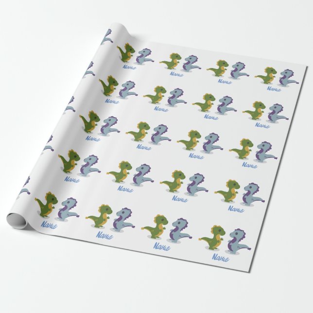 Papel De Presente Par de Dinossauro Cólvora Troço_Trova (Desenrolado)