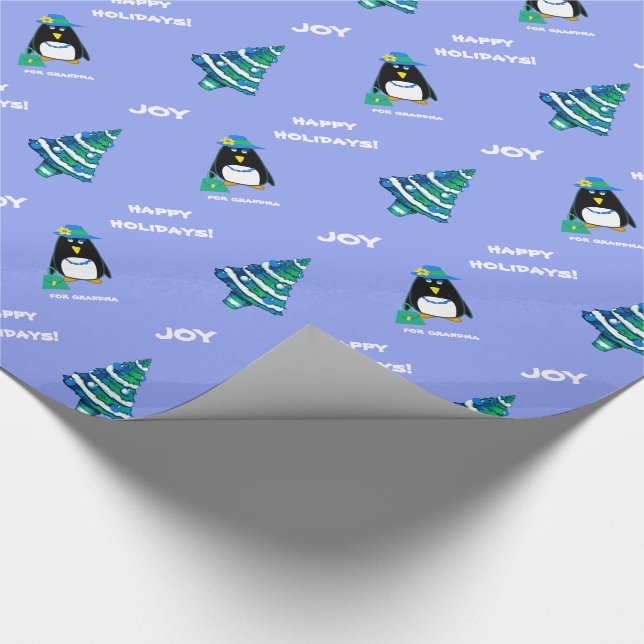 Papel De Presente Para a vovó no Natal. Lady Penguin divertida (Ponta)