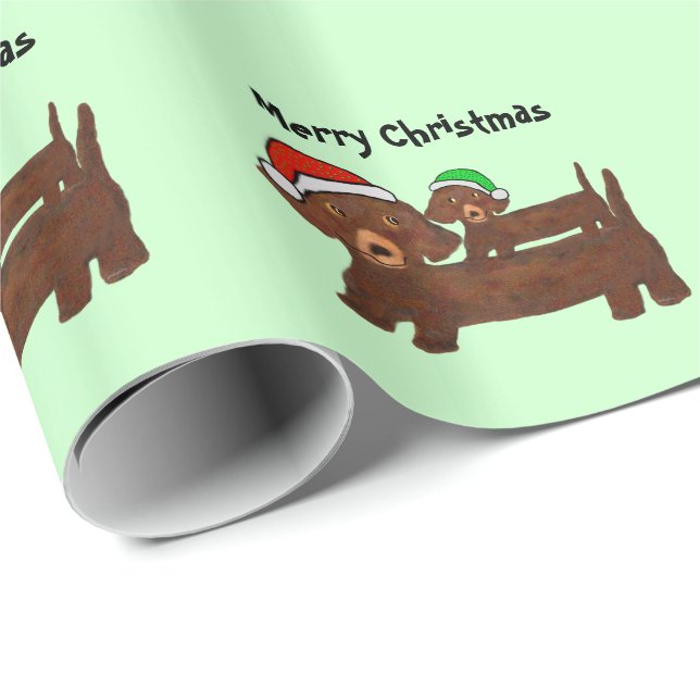 Papel De Presente Para fora Dachshunds Decked (Ponta do rolo)