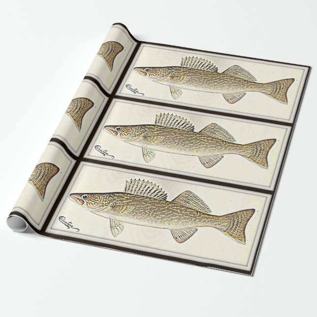 Papel De Presente Para o fisher - um design dos walleye (Desenrolado)