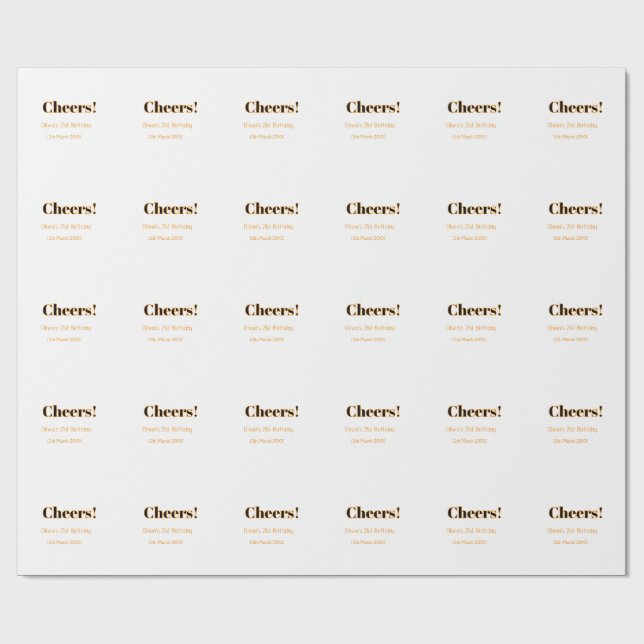 Papel De Presente Parabéns 21º aniversário adicionar nome data simpl (Aberto)