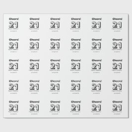 Papel De Presente Parabéns 21 aniversário letra negrito nome menino 