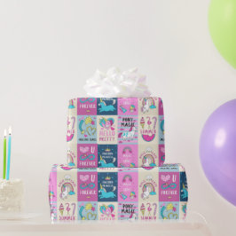 Papel De Presente Parabéns da Unicorne Girl