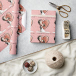 Papel De Presente Parabéns de Casamento de Noivas e Casamentos<br><div class="desc">A mais bonita noiva e noiva caprichosa contra um coração vermelho,  dará uma risada ao seu receptor. O texto diz "Parabéns no dia do seu casamento!"</div>