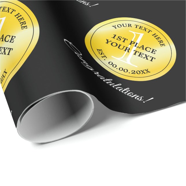 Papel De Presente parabéns de prêmios com prêmios de medalha Dourada (Ponta do rolo)