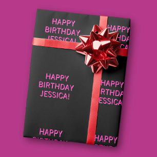 Papel De Presente Parabéns de texto personalizável para qualquer nom