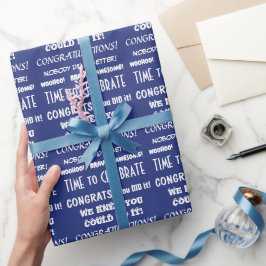 Papel De Presente Parabéns de tipografia branca em azul