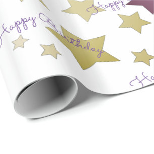 Papel De Presente Parabéns, Designer de Aniversário, Star, com a b