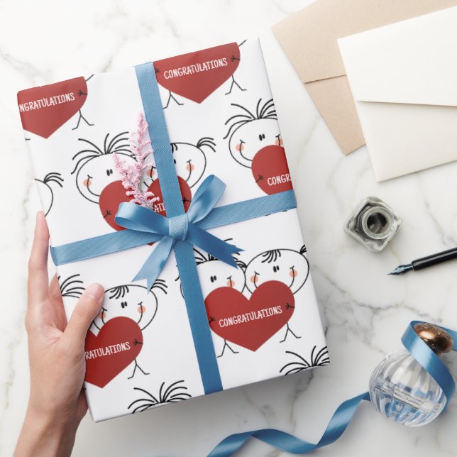 Papel De Presente Parabéns do Stick Figure Newlyweds (Presentear)