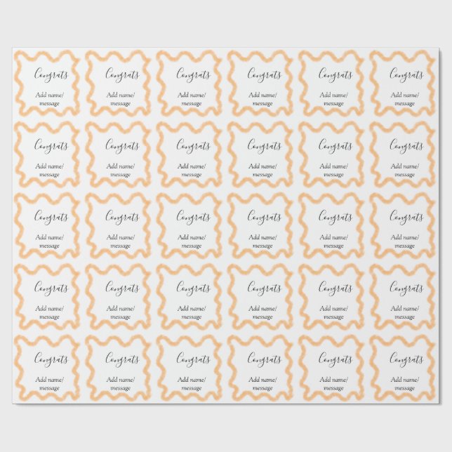 Papel De Presente Parabéns espiral laranja fronteira espanhola boho  (Aberto)