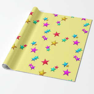Papel De Presente Parabéns Estrelas de Papel