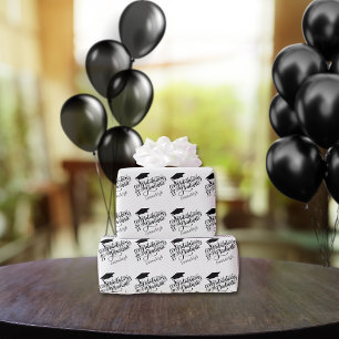 Papel De Presente Parabéns Formando Ano Monograma Preto