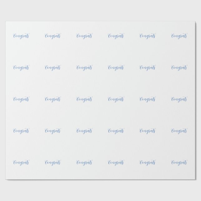 Papel De Presente parabéns nome azul estiloso data de formatura ano (Aberto)