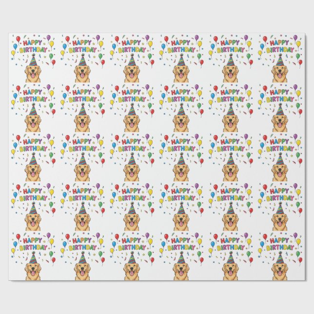 Papel De Presente Parabéns para ouro Retriever Doodever Feliz (Aberto)
