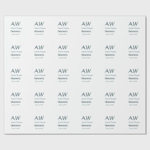 Papel De Presente Parabéns pela formatura monograma azul cinza nome