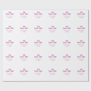 Papel De Presente Parabéns pelo 40º aniversário nome data laço rosa