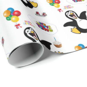 Papel De Presente Parabéns Presente de Presente de Papel Pinguim