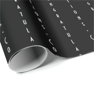 Papel De Presente Parabéns Preto Mínimo Personalizável