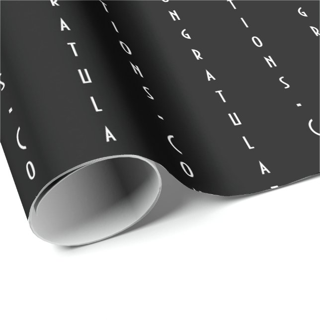 Papel De Presente Parabéns Preto Mínimo Personalizável (Ponta do rolo)