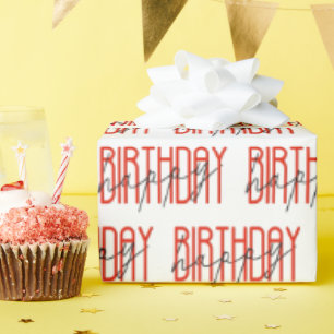 Papel De Presente Parabéns Vermelho e Negro