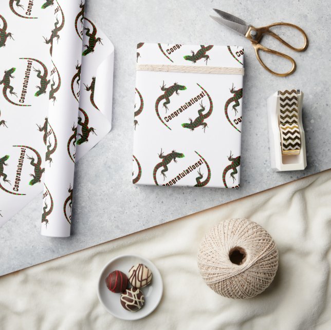 Papel De Presente Parabéns Yin Yang Lizards (Artesanato)