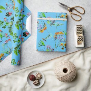 Papel De Presente Paraíso tropical azul 