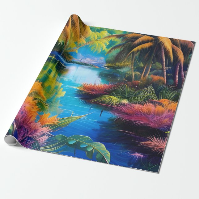 Papel De Presente Paraíso Tropical II (Desenrolado)