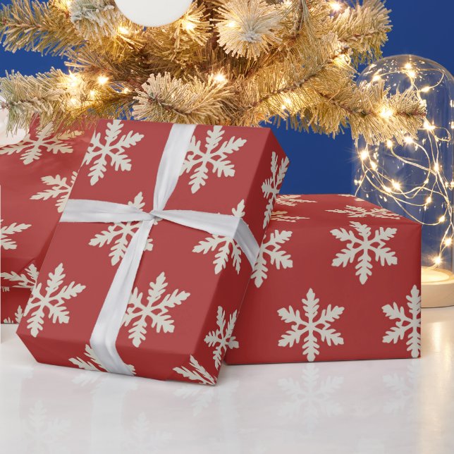 Papel De Presente Parceiro Floco de Neve do Natal Vermelho (Feriados)