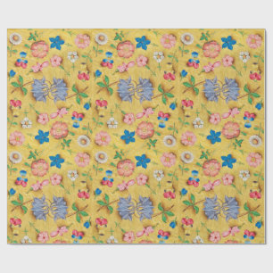 PAPEL DE PRESENTE PARCHMENTO FLORAL ANTIGO / ROSAS E PAINÉIS SELVAGE