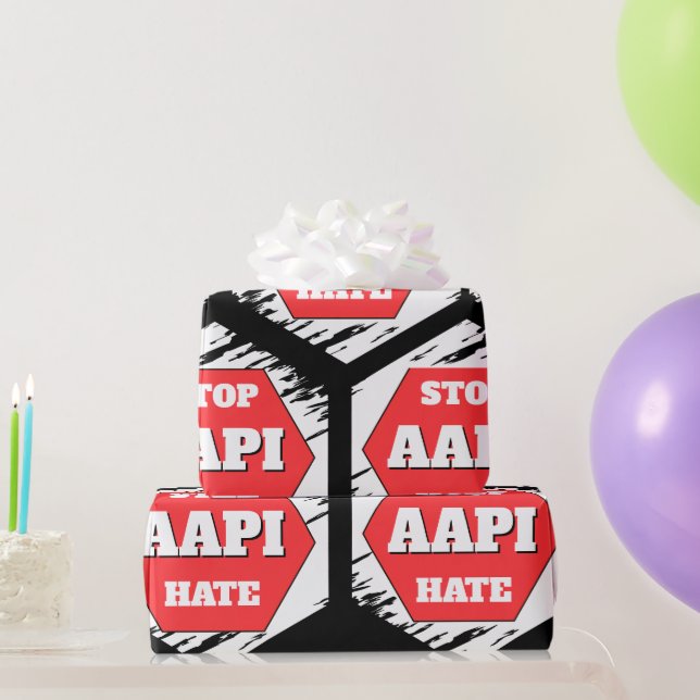 Papel De Presente Pare com o Ódio AAPI Retangular (Presentes para festas)