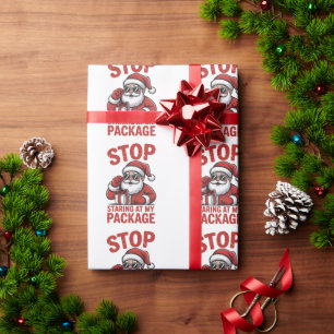 Papel De Presente Pare de Olhar Minha Embalagem Natal Santa Sarcásti