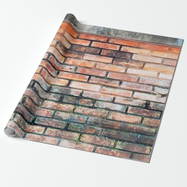 Papel De Presente Parede de tijolos vermelhos com serras abstratas,  (Desenrolado)
