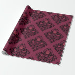Papel De Presente Paris Antigo Borgonha e Damasco Roxo<br><div class="desc">Papel de embrulho Paris vintage borgonha vinho tinto e damasco roxo.</div>