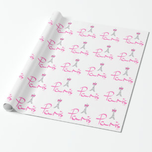 Papel De Presente Paris, França com Arco Rosa