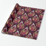 Papel De Presente Paris Vintage Borgonha Vermelho e Dourado Art Déco<br><div class="desc">Papel de embrulho de padrão art nouveau vintage parisiense burgundy grunge.</div>