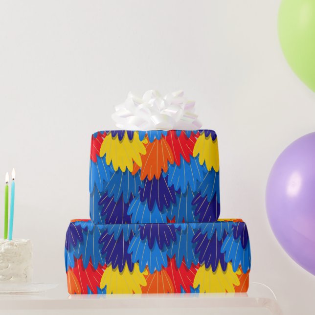 Papel De Presente Parrot Feather Patterno Scarlet Macaw (Presentes para festas)