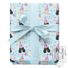 Papel De Presente Parti Poodle Birthday Gift Wrapping Paper Blue